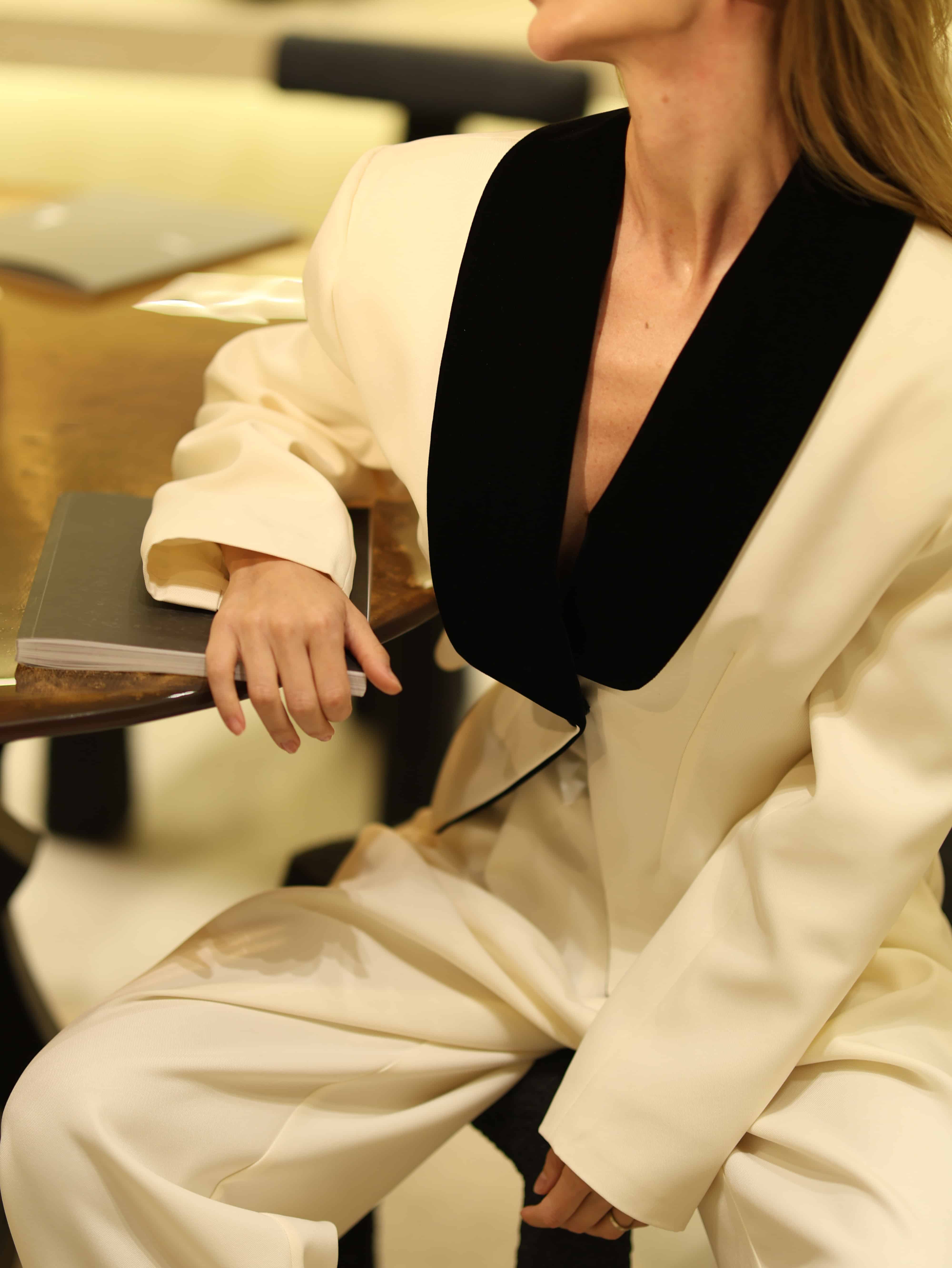 BLACK AND WHITE MONOCHROME SUIT